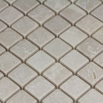 Mosaik, Kalkstein, Typ Bottocino, getrommelt, 2,3 x 2,3 x 1,0 cm