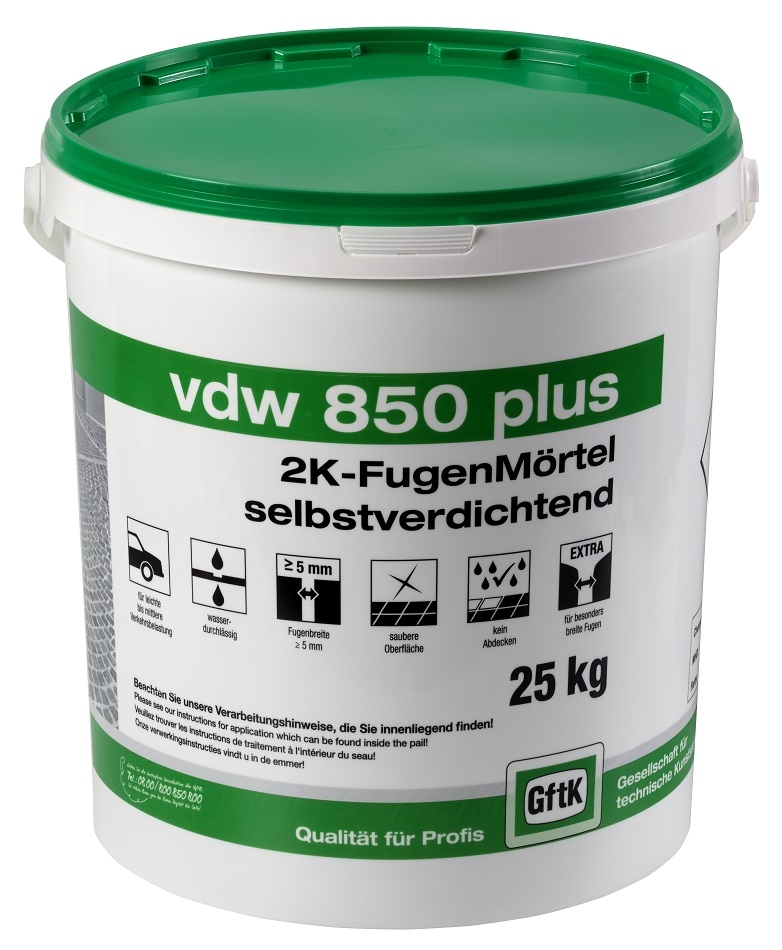 GftK - vdw 850 plus - STEINGRAU - 2K-FugenMörtel selbstverdichtend, 25 kg