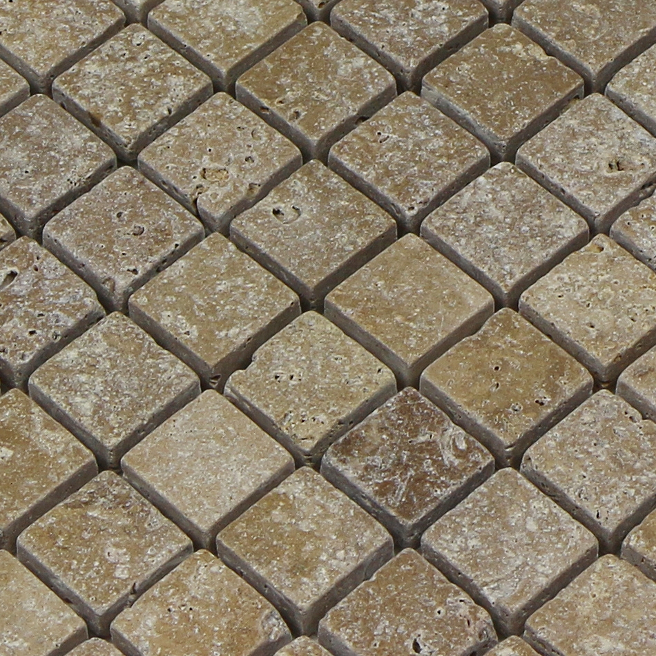 Mosaik, Kalkstein, Travertin Noce, offenporig, getrommelt